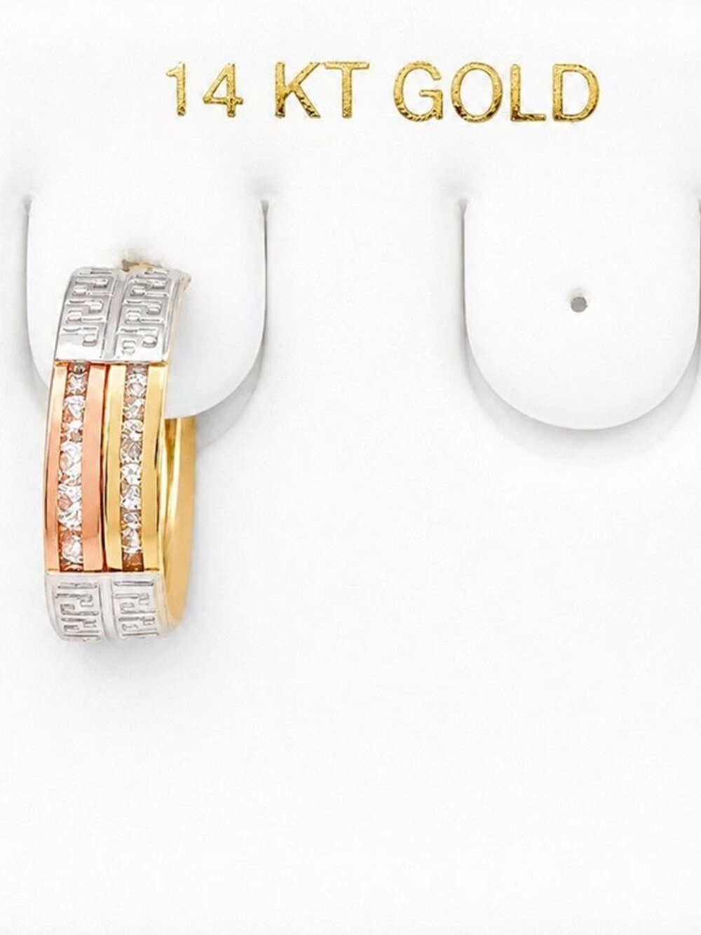 Created W/Sapphire Single Huggie Earring 14k Three Tone Gold